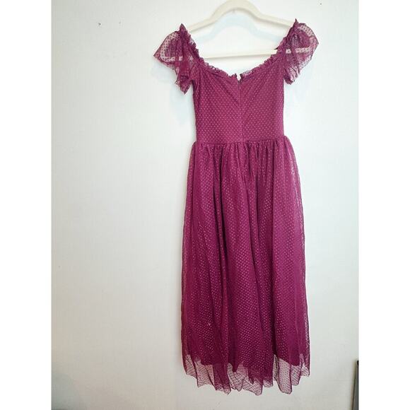 Lulu's Burgundy tulle dress midi length size XS - Picture 9 of 14